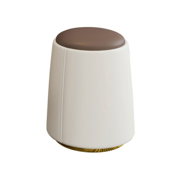 Modern Minimalist Cylinder Round Napa Leather Solid Wood Iron Vanity Stool Backless Armless For Bedroom - Image 17