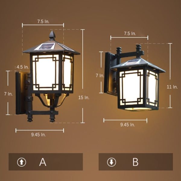 Up/Down Lighting Waterproof Black Vintage Solar Lights Outdoor Lanterns - Image 8