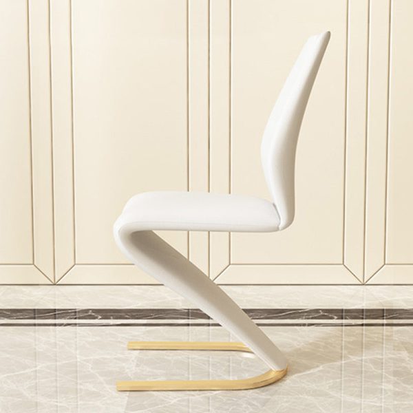 Modern Minimalist U-Shaped Chassis Rectangle Leather Titanium Gold Silver-Plated Dining Chair Backrest Armless For Dining Room - Image 16