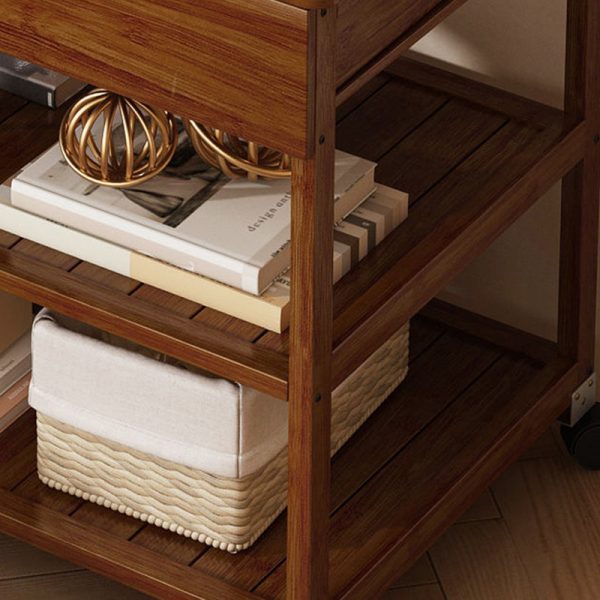 Contemporary Nordic Rectangle Glass Bamboo End Table 3-Tier For Living Room - Image 10