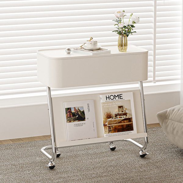 Contemporary Simplicity Rectangular Stainless Steel Side Table 1-Drawer For Living Room - Image 10