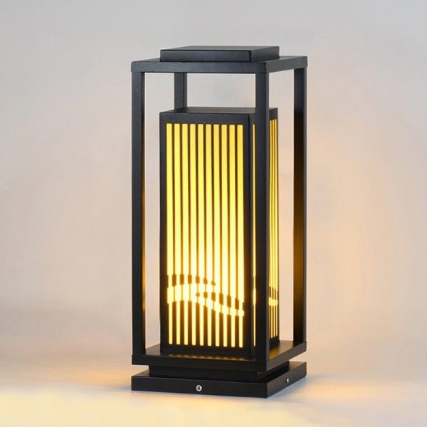 Minimalist Striped Decor LED Black Modern Solar Lights Outdoor Lanterns - Image 9