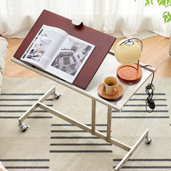 Contemporary Scandinavian Rectangular Elevated Shelf Wood Iron Metal End Table 1-Tier For Living Room - Image 18