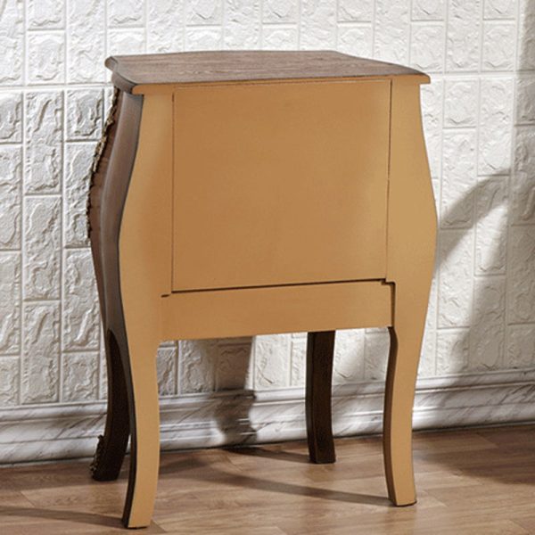 Traditional European Square Round Flower Painted Birch Rubber Wood MDF Metal Side Table 2-Drawer For Living Room - Image 10