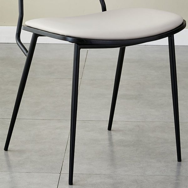 Contemporary Scandinavian Square Leather Metal Dining Chair Backrest Armless For Dining Room - Image 7