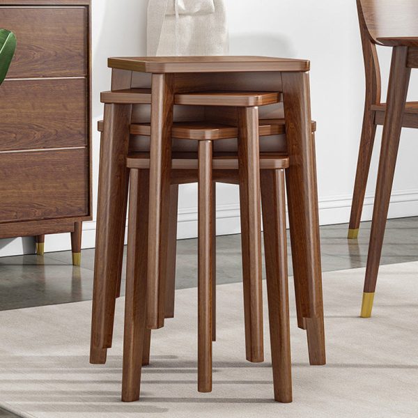 Traditional Chinese Solid Wood Square Stackable Low Stool Backless For Living Room - Image 14