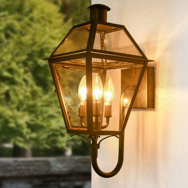 Industrial Waterproof Glass Lantern Iron 3-Light Outdoor Wall Sconce Lamp - Image 8