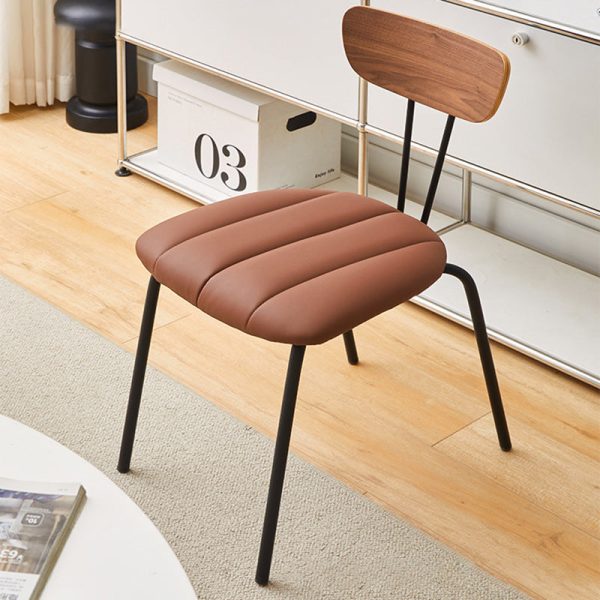 Contemporary Luxury Square PU Leather Carbon Steel Dining Chair Backrest For Dining Room - Image 2