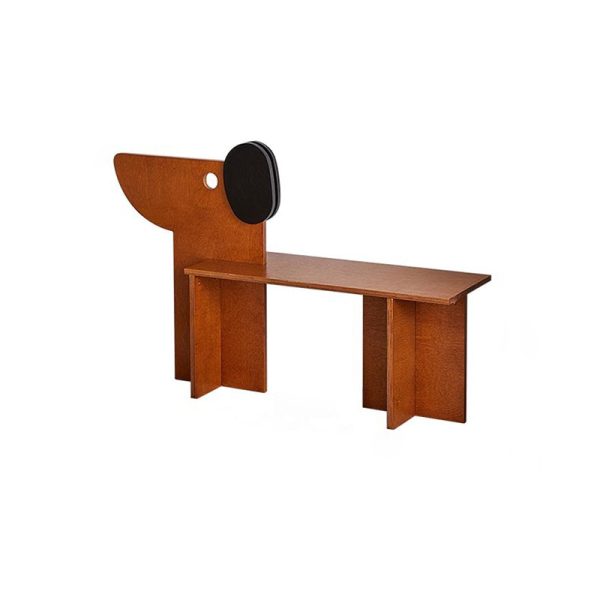 Contemporary Creative Dog Rectangular Wood Chair Backless Armless For Bedroom - Image 7