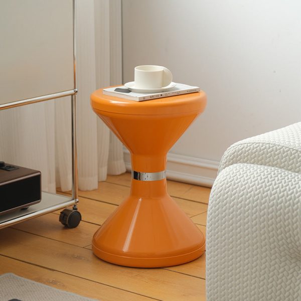 Contemporary Scandinavian ABS Round Hourglass End Table Portable For Living Room - Image 8