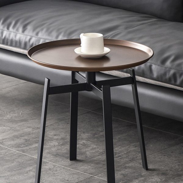 Contemporary Retro Round Iron End Table 1-Tier For Living Room - Image 12