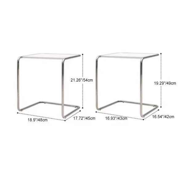 Modern Minimalist Rectangle C-Shape Density Plate Stainless Steel End Table For Living Room - Image 4