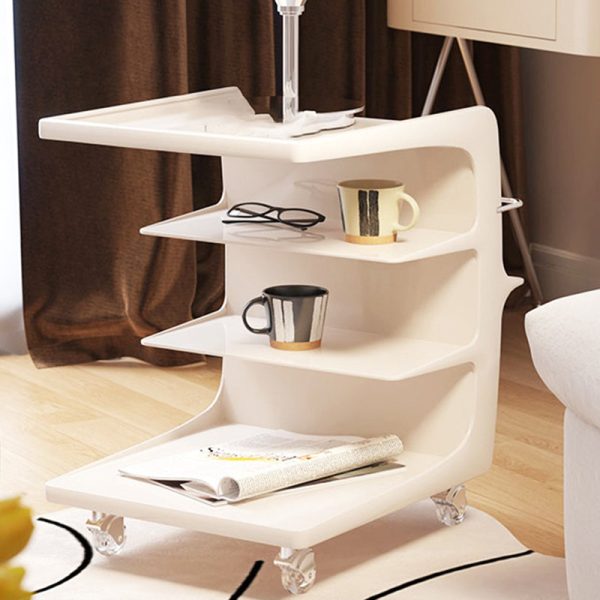 Contemporary Scandinavian Rectangular C Shape PC Stainless Steel End Table 4-Tier Movable For Living Room - Image 10