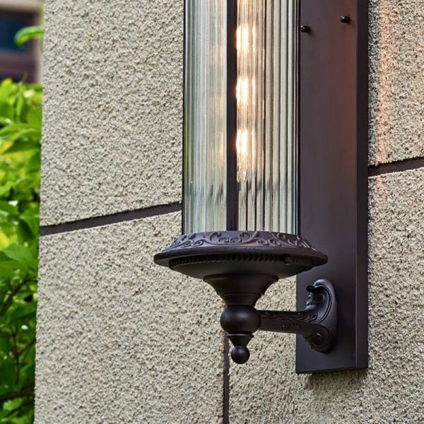 Contemporary Retro Waterproof Aluminum Glass Cylinder 1-Light Wall Sconce Lamp For Garden - Image 8