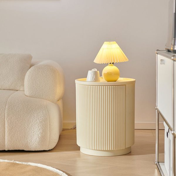 Modern Minimalist Cylinder PE Plastic Nightstand 2-Cabinet For Bedroom - Image 3