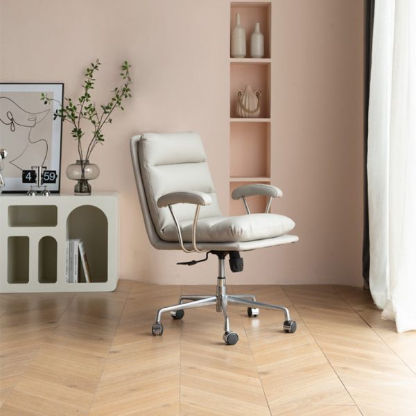 Modern Minimalist Square Upholstered Striped Carbon Steel Desk Chair Backrest Armrest For Home Office - Image 10