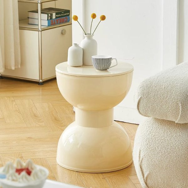Contemporary Scandinavian Round Hourglass Shape Plastic Footstool Backless Armless For Entryways - Image 2