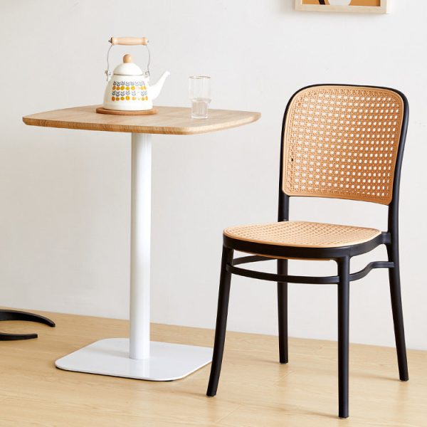 Modern Minimalist Square Rattan Plastic Dining Chair For Dining Room - Image 2