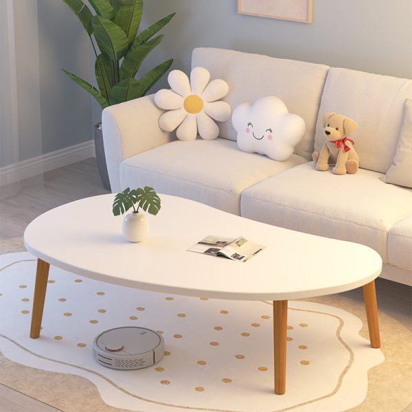 Modern Minimalist Curved Oval Density Board Wood End Table 1-Tier For Living Room - Image 13