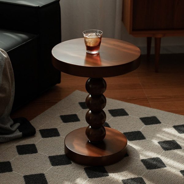 Traditional Vintage Round Beaded Wooden Coffee Table For Living Room - Image 14