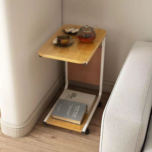 Modern Minimalist Square Tabletop Density Board Metal Side Table 1-Storage For Living Room - Image 8