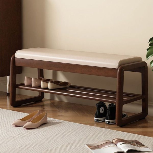 Contemporary Scandinavian Rectangle Tech Cloth Solid Wood Shoe Storage 1-Shelf For Entryways - Image 24