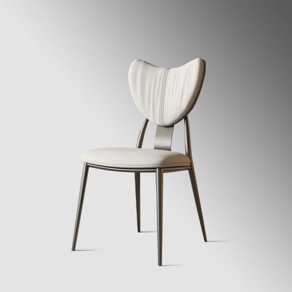 Modern Luxury Curved Microfiber Leather Metal Frame Dining Chair Backrest For Dining Room - Image 9