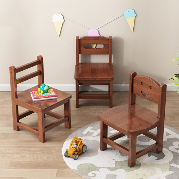 Traditional Vintage Square Smile Wood Curved Frame Dining Chair Backrest Armless For Dining Room - Image 11