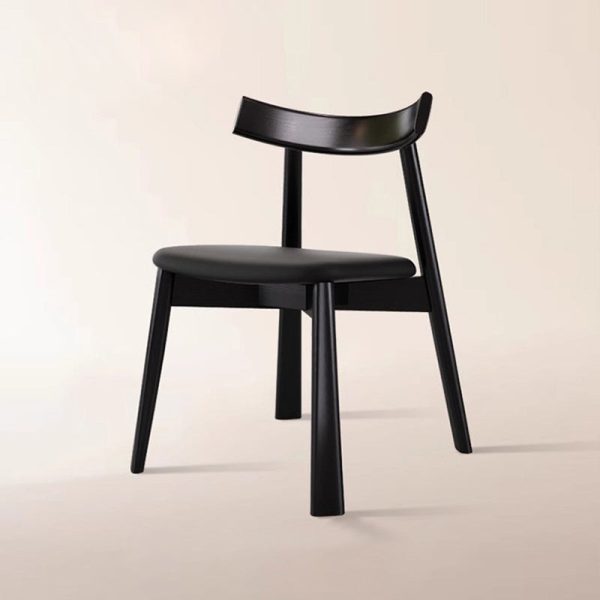 Contemporary Nordic Square Upholstered Curved Leather Wood Dining Chair Backrest For Dining Room - Image 12