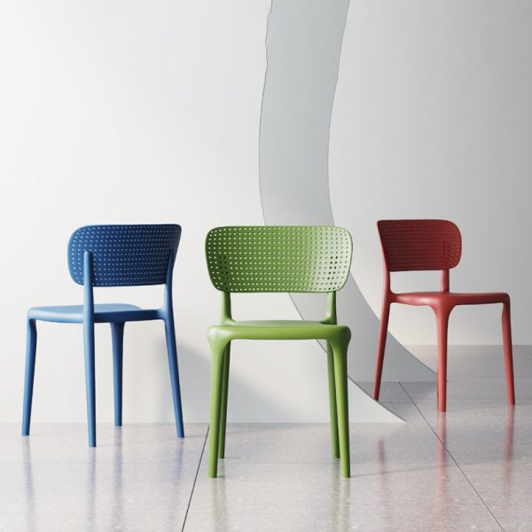 Contemporary Creative Rectangular Plastic Chair Backrest Armless For Living Room - Image 9