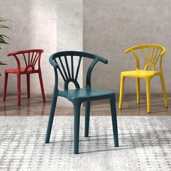 Contemporary Scandinavian Arc Plastic Stackable Dining Chair Backrest For Dining Room - Image 25