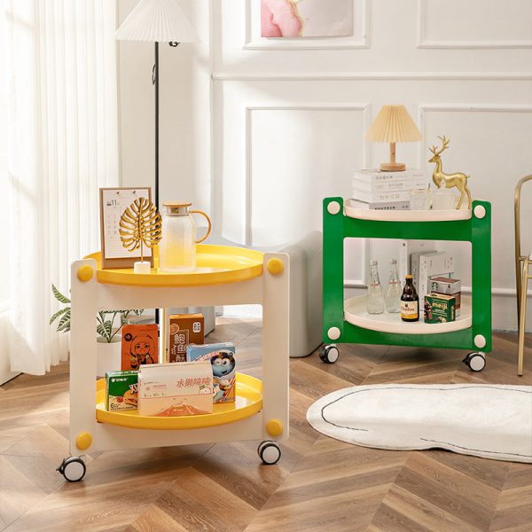 Contemporary Scandinavian Tray Top ABS Triangle Frame Movable End Table 2-Tier For Living Room - Image 15