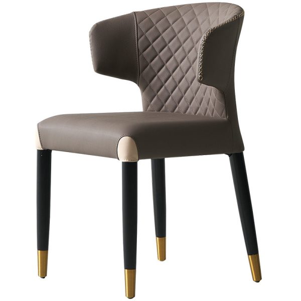 Modern Minimalist Microfiber Skin Wood Carbon Steel Sponge Square Arc Dining Chair Backrest For Dining Room - Image 11