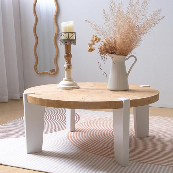 Contemporary Scandinavian Round Solid Wood End Table 1-Tier For Living Room - Image 3
