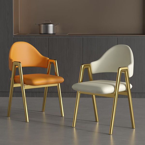 Contemporary Luxury Square Leather Upholstered Dining Chair Backrest Armrest For Dining Room - Image 20