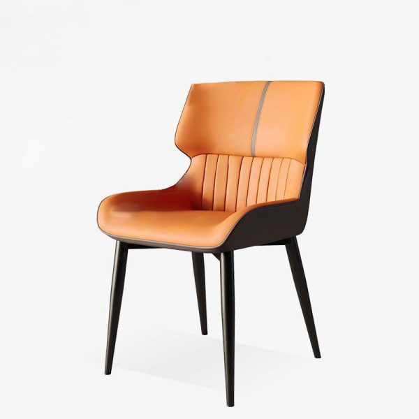 Modern Minimalist Steel Leather Dining Chair Backrest Armless For Dining Room - Image 17