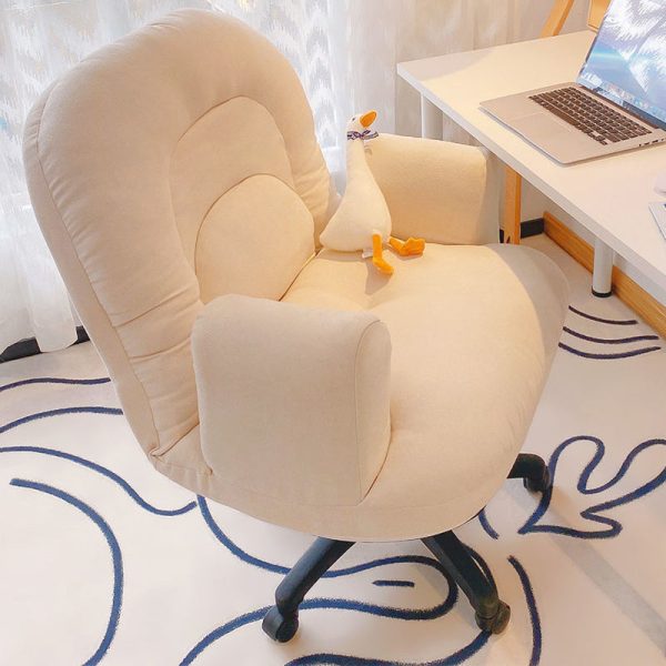 Contemporary Scandinavian Curved Square Cotton Linen Nylon Desk Chair Backrest Arm For Home Office - Image 3