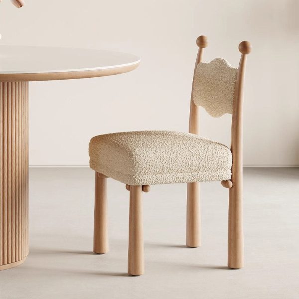 Modern Simplicity Vertical Square Frame Solid Wood Lambswoll Dining Chair Backrest For Dining Room - Image 15