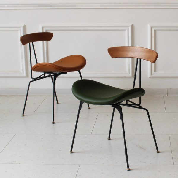 Contemporary Industrial Ant Arch Wood Rebar Leather Fabric Sponge Dining Chair Backrest For Dining Room - Image 49