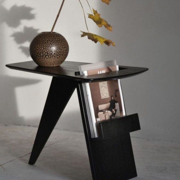 Modern Minimalist Triangle Frame Solid Wood Side Table 1-Shelf For Living Room - Image 14