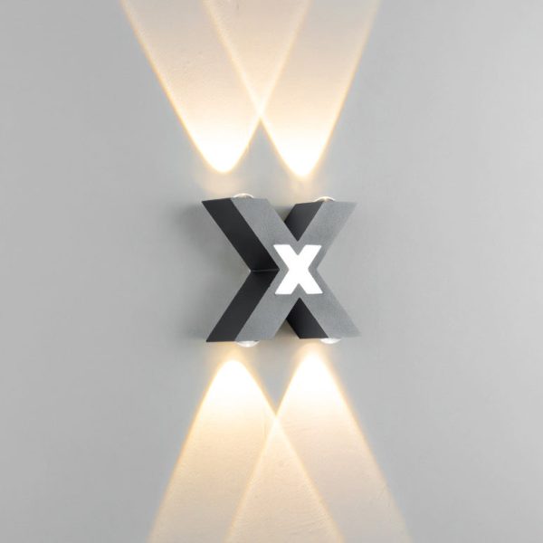 Modern Waterproof Letter X Shaped LED 4-Light Outdoor Wall Sconce Lamp - Image 12