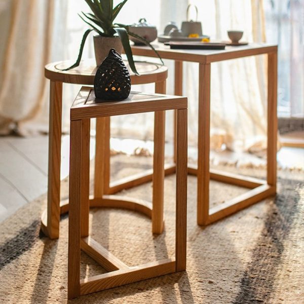 Modern Simplicity Round Triangle Square Wood End Table For Living Room - Image 14