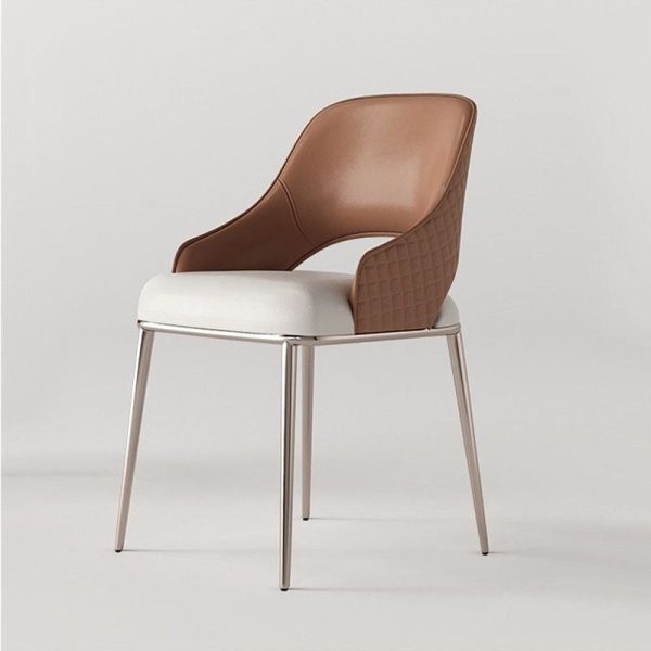 Modern Minimalist Square Stainless Steel Leather Foam Dining Chair Four Legs Backrest For Dining Room - Image 9