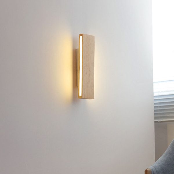 Japanese Minimalist Log Rectangular Flat Rotatable LED Wall Sconce Lamp - Image 21
