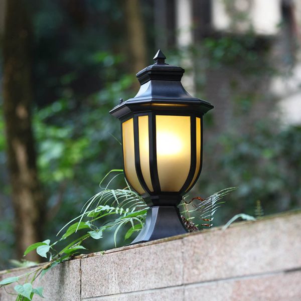 European Vintage Glass Aluminum Cage 1-Light Outdoor Waterproof Landscape Light - Image 3