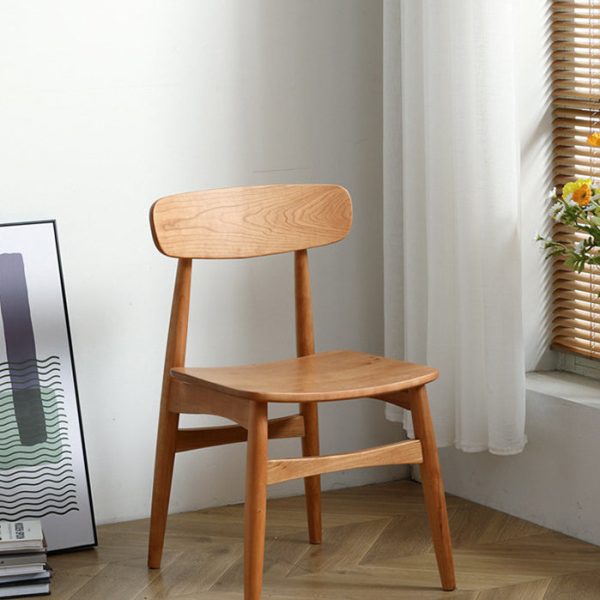 Traditional Vintage Square Cherry Wood Dining Chair Backrest Footrest For Dining Room - Image 3