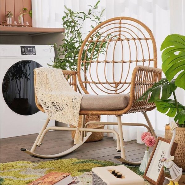 Traditional Chinese Square Cushion Rattan Sponge Alloy Steel Recliner Backrest Armrest For Living Room - Image 3