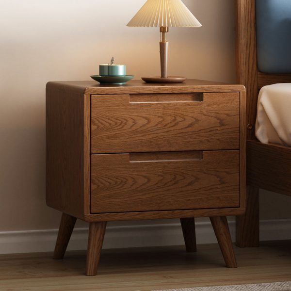 Contemporary Nordic Rectangular Solid Wood Nightstand 1/2 Drawer For Bedroom - Image 14