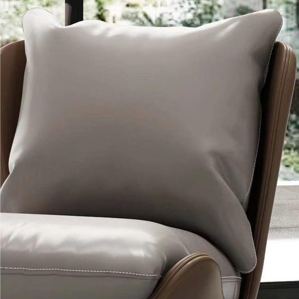 Contemporary Scandinavian Leather Velvet Cotton Latex Carbon Steel Square Accent Chair Backrest Footrest For Living Room - Image 9