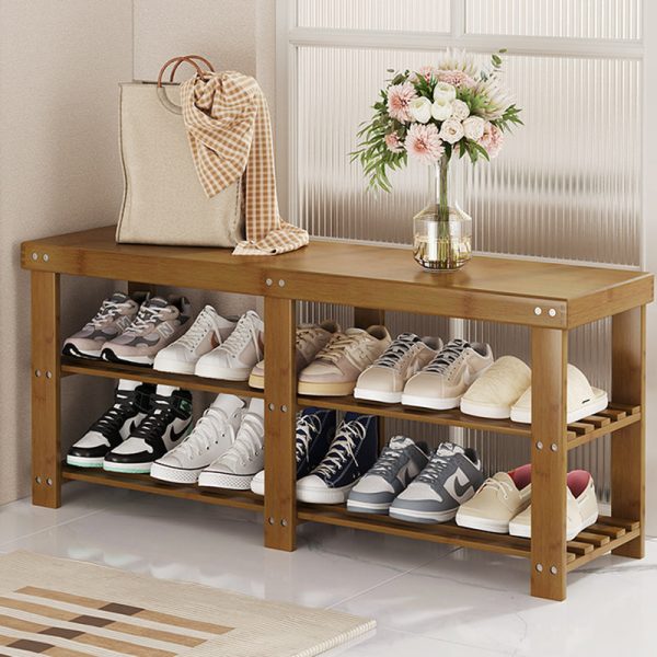 Modern Minimalist Rectangle Heather Bamboo Shoe Storage 2-Shelf For Entryways - Image 21